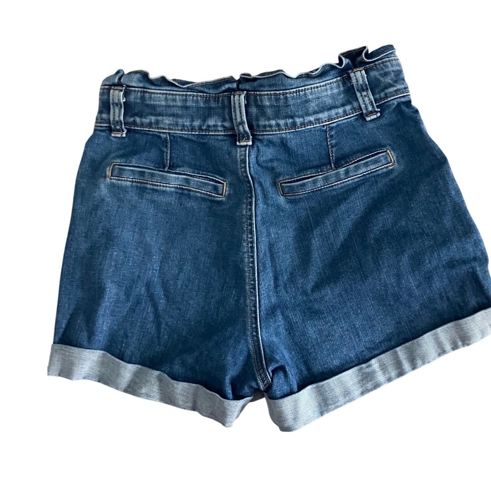 Express Original Shortie Super High Rise Denim Paperbag Shorts Blue Mom‎ Sz 0 - Picture 2 of 8